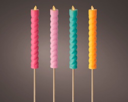 [20041951] Candela solare in plastica effetto fiamma - fuoco 4 colori assortiti