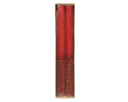 [19974492] Candele colore rosso con glitter H 25 cm