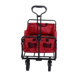 [V6451960000] Carrello in tessuto rosso pieghevole con maniglia e ruote