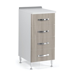 [057530] Cassettiera Per Cucina 4 Cassetti In Legno Nobilitato Olmo Cm H 85x50x40