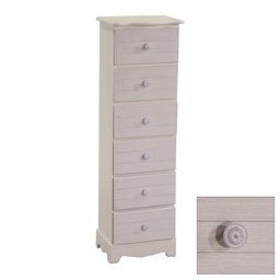 [V8041200000] Cassettiera in legno Norimberga 6 cassetti crema cm29x23xh95