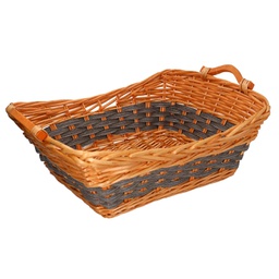 [V9376600000] Cesta vimini miele e grigio rettangolare cm51x38h19