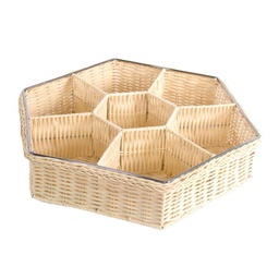 [V1713120000] Cestina portasalatini rattan hotel 7 scomparti esagonale cm39xh8x35