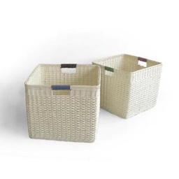 [V1725830000] Cestina rattan 1-2 naturale con manici quadro cm35xh30x35