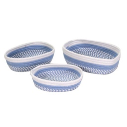 [V23187100AZ] Cestina tessuto 1-3 azzurro bianco ovale cm28x23h7,5