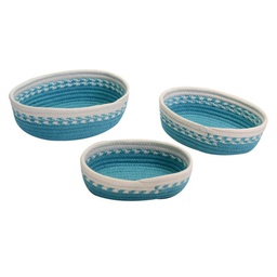 [V85263800TU] Cestina tessuto 1-3 turchese ovale cm28x23h7,5