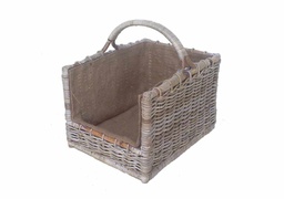 [V4710380000] Cesto portalegna cloe dritto ret c/fodera juta cm 50x38h33/47