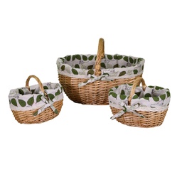 [V2007430000] Cesto vimini 1-2 con 2 piccoli e foderanaturale ovale cm45x34h32
