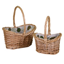 [V2007460000] Cesto vimini 1-2 con fodera naturale ovale cm 22x16h23