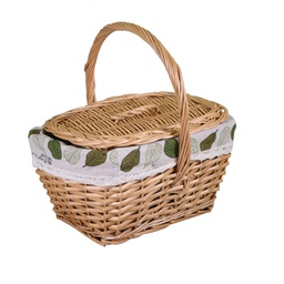 [V2007380000] Cesto vimini con fodera e coperchio naturale ovale cm30x21h16-30