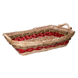 [V9379000000] Cesto vimini intreccio rosso naturale rettangolare cm53x38h13