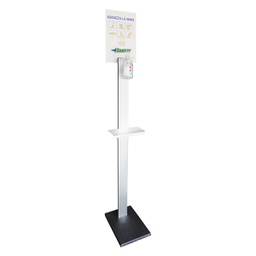 [DFLEX-150-P2021] Colonnina Porta Gel Igienizzante Con Mensola Per Guanti In Alluminio