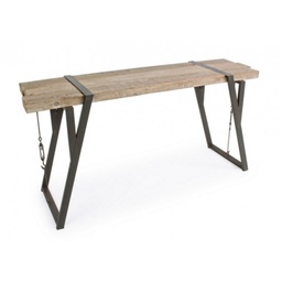 [B0740258] Consolle in acciaio con piano in legno BLOCKS 153x44 h76 cm