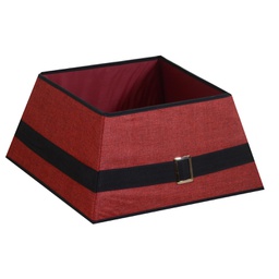 [V6146690000] Copribase albero tessuto pieghevole rosso riga nera quadro cm48x48h25
