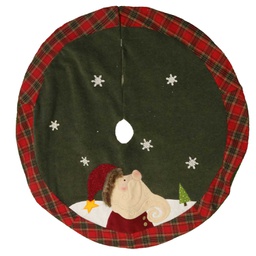 [V6317920000] Copribase tessuto albero con babbo natale verde cm ø122h1