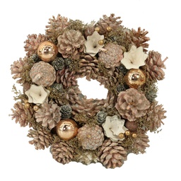 [V6323210000] Coroncina con fiori e pigne rosa cm ø30h8