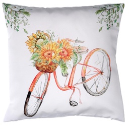 [V2510440000] Cuscino tessuto con bicicletta bianco cm 43x43
