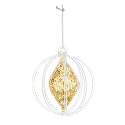 [19627816] Decorazione Natale in vetro  Pallina in vetro con paillettes oro diam 9.2