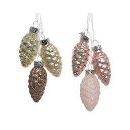 [20035539] Decorazione Pigna Per Albero Di Natale In Vetro 2,5 Cm Colorazione Assortite
