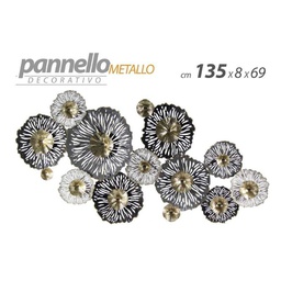 [GIC776649] Decorazione pannello a muro quadro in metallo cm 135 x 8 x 69 fiori