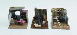 [042178] Disp.Scena Taverna/Stalla C/Attrezzi/Legnaia Cm.14,5X15X15H 3 Model. decorazione di Natale