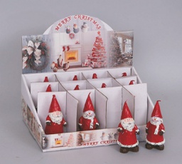 [19977441] Display Candela Cm.11 Babbo/Uomo Neve Rosso Cappello Gnomo Assortito decorazione di Natale