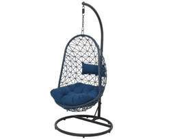 [20041845] Dondolo Bologna blu scuro da esterno in vimini 195h cm