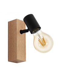 [1954542] Faretto Spot Townshend 1 Luce Nero e Legno Naturale H16,5 cm EGLO