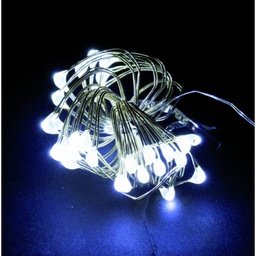 [19626452] Filo 100  microled bianco freddo metri 5 batteria per interno 