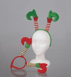 [20037981] Frontino Elfo Poliestere C/Gambe Verde/Rosso 2 Colori Ass.12X33 decorazione di Natale