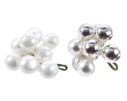 [19974787] Grappolo decorativo di Natale bianco e argento colori assortiti ø2 cm