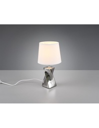 [TRIOR50771589] Lampada Da Tavolo Abeba Argento Paralume Bianco Ø15 cm Trio Lighting
