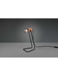 [TRIO504300132] Lampada Da Tavolo Tosh Nero 1xE14 Legno E Gabbia Metallica H40 cm Trio Lighting