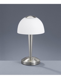 [TRIO529990107] Lampada Da Tavolo Ventura Led Touch Nichel E Vetro Bianco Ø15 cm Trio Lighting
