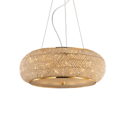 [8021696082257] Lampada a sospensione 10 luci oro D 55 x H 19 cm