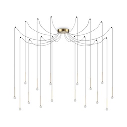 [8021696284019] Lampada a sospensione ottone D 200 x H min 450 - max 5435 mm