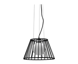 [LA/111/NE] Lampada a sospesione in metallo con paralume nero D25/35xD20/35x120h cm