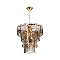 [FZ97672] Lampada da soffitto a 4 luci Falez MDL3829 vetro fumè e oro