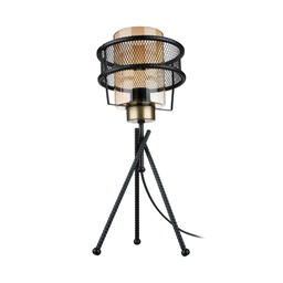 [EFFEZ95897] Lampada da tavolo Grande MDL3713 in ferro intrecciato paralume vetro EFFEZ