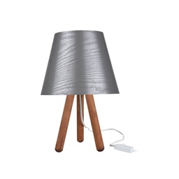 [EFFEZ95868] Lampada da tavolo Pino ASZ1453 treppiede legno e paralume grigio EFFEZ