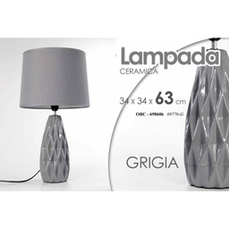 [GIC698606] Lampada da tavolo grigio lume ceramica cm 34 x 34 x 62.5 h