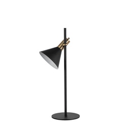 [LA/147] Lampada da tavolo in metallo e paralume nero opaco 18x18x55h cm