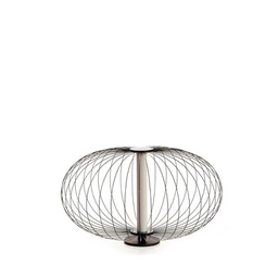 [LA/140/N] Lampada da tavolo led paralume in acciaio nero lucido  50x50xh. 29 cm