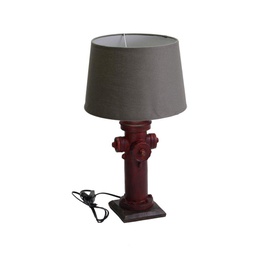 [V3717730000] Lampada legno resina cappello grigio idrante cmø30h55