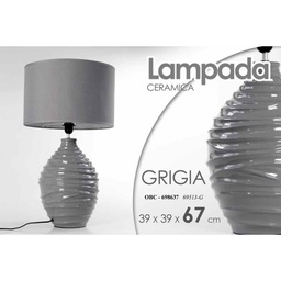[GIC698637] Lampada moderna da tavolo grigio lume ceramica cm 39 x 39 x 67 h