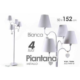 [GIC728396] Lampada moderna piantana 4 luci bianca cm 152 stile shabby