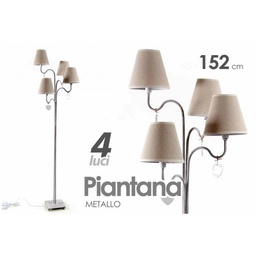 [GIC725760] Lampada moderna piantana 4 luci tortora cm 152 stile shabby
