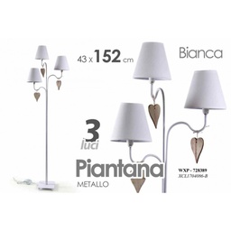 [GIC728389] Lampada moderna piantana da terra bianca cm 152 stile shabby
