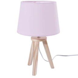 [20037080] Lampada rosa con base in legno Ø18,5 x H31 cm