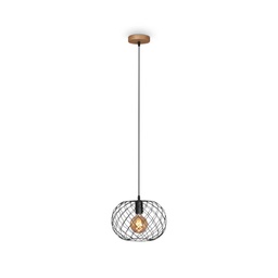 [20007491] Lampada sospensione Ø 30 cm, 40 W, nero e legno